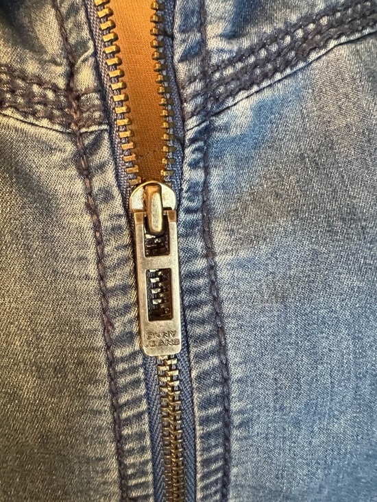 Dkny Sleeveless Denim Zip-Front Midi Dress in Blue - Picture 9 of 15